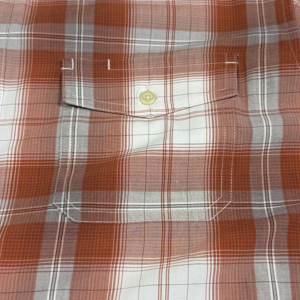 Banana Republic Burnt Orange/White Plaid Button Down Shirt L Slim Long Sleeve